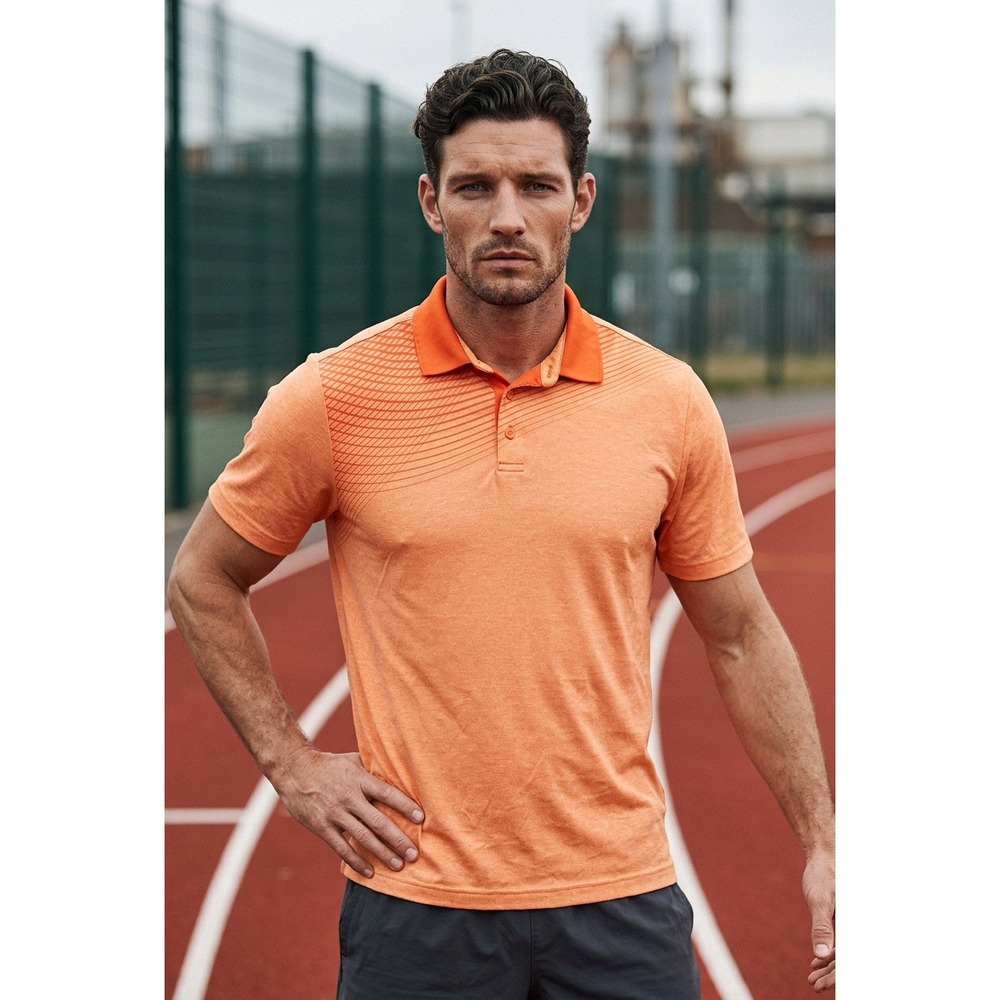 Under Armour Mens HeatGear Polo Shirt Orange Graphic Short Sleeve Loose Fit Lg